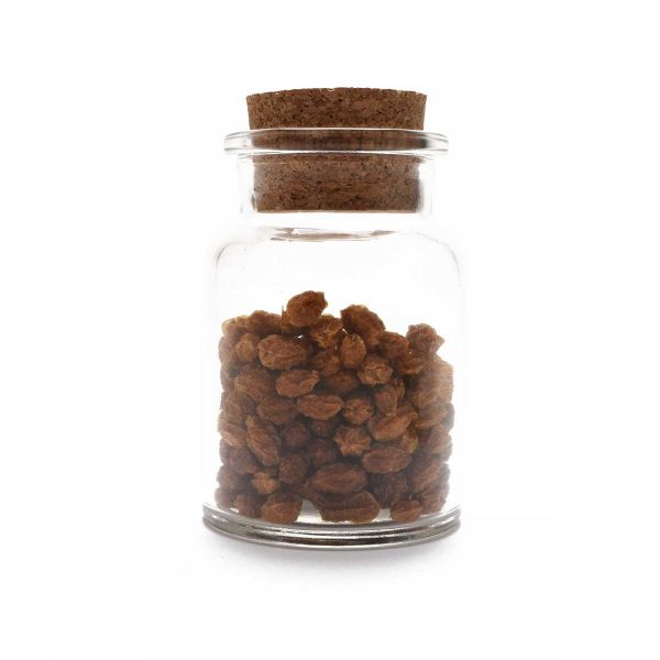 Krydderglass med naturkork, fylt med Aji Charapita chili.