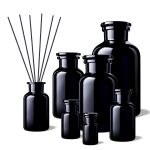 Miron Apotekerglass serien. Med 2000ml, 1000ml, 500ml, 250ml. 100ml og 50ml beholdere.