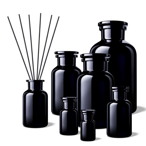 Miron Apotekerglass serien. Med 2000ml, 1000ml, 500ml, 250ml. 100ml og 50ml beholdere.