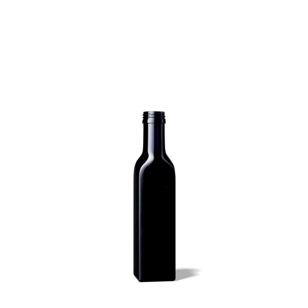 250 ml Miron Castor oljeflaske med høyt, slankt og firkantet design, ideell for oppbevaring av olivenolje.