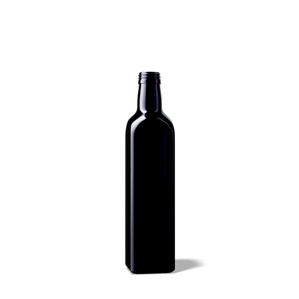 500 ml Miron Castor oljeflaske med høyt, slankt og firkantet design, ideell for vegetabilske oljer.