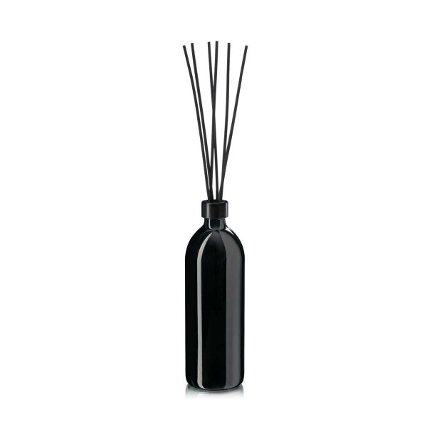 500ml Aquarius sirupflaske fra MIRON Violetglass med duftpinner, ideell for hjemmeduft og dekorativ bruk.