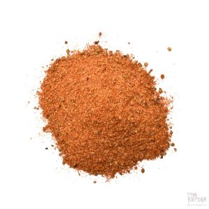 Økologisk fajitas-krydder i en varm rødbrun nyanse, perfekt for smakfulle tex-mex-retter som fajitas, tacos og burritos.