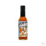 Flaske med Torchbearer Sweet Onion Habanero hot sauce – en middels sterk chilisaus med smak av søt løk og habanero.