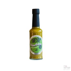 Flaske med Kyrre Krutt Kiwibber – frisk grønn chilisaus med kiwi, jalapeño og habanero.