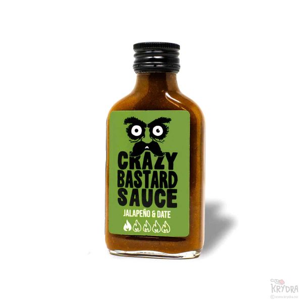 Crazy Bastard Jalapeño & Date hot sauce 100 ml glassflaske med grønn etikett