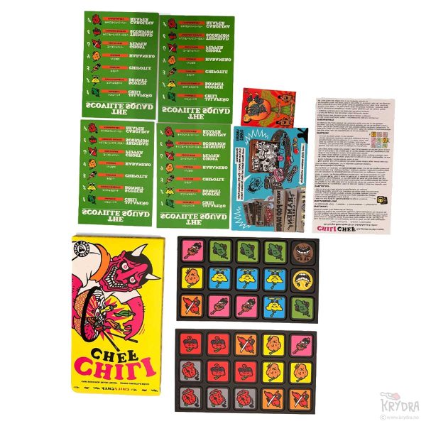 Brettspillet Chili Chef med kort og spillmateriale fra Heldbergs Games