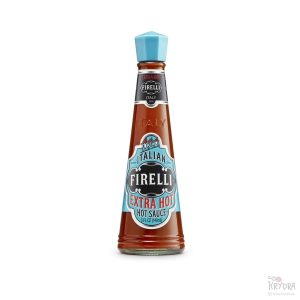 Firelle extra hot sauce, mot hvit bakgrunn