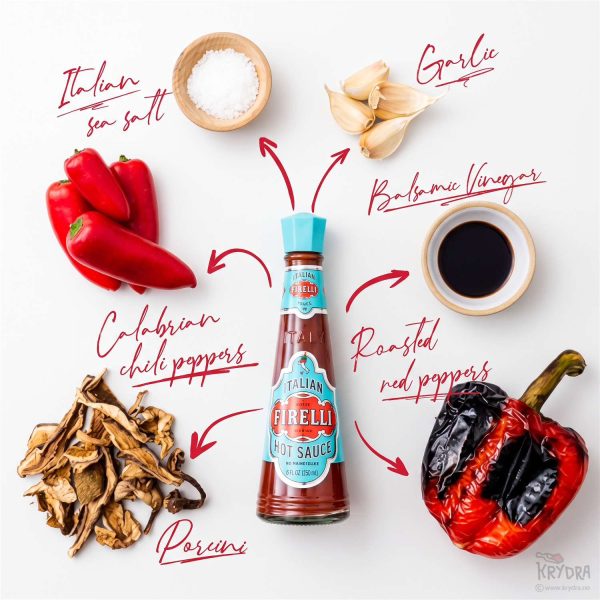 Firelli hot sauce med ingredienser